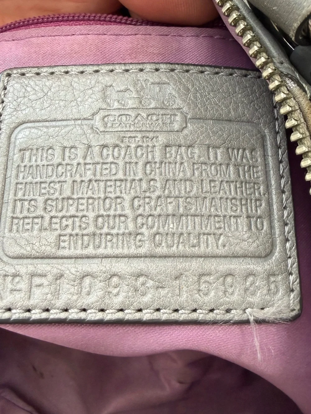 COACH Gray Perforated Circle Satchel with Dark Gray Trim